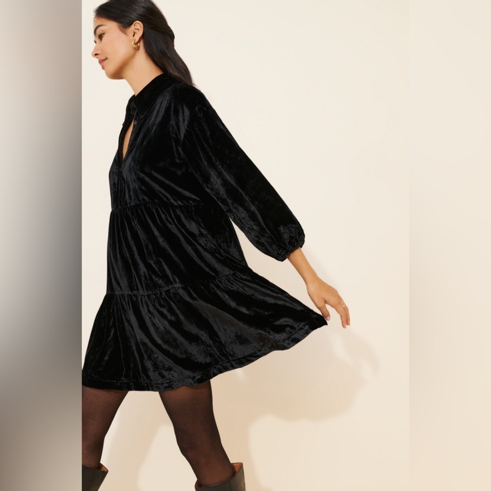 NWT Size XS - The Bettina Tiered Shirt Dress by Maeve: Mini Velvet (NWT US$ 168)